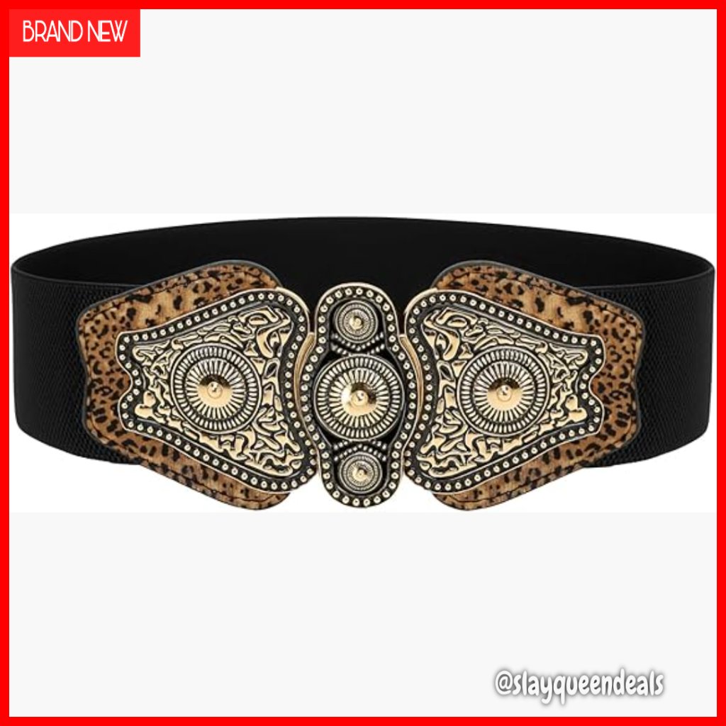 Vintage Antique Retro Buckle Belt Stretch Elastic Faux Leather Women's Accessory